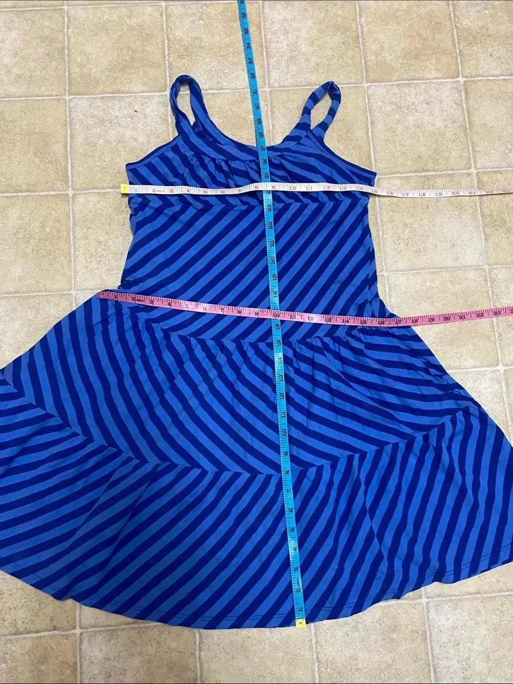 10/$50 Xhilaration 💯% Cotton Blue Striped Tiered Sundress Size L